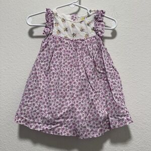 Baby Boden Girls‎ Dress Floral Purple Size 3-6M Lined EUC